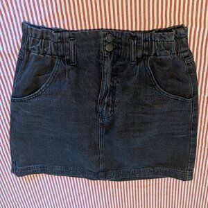 Mini jean skirt with paper bag style waist